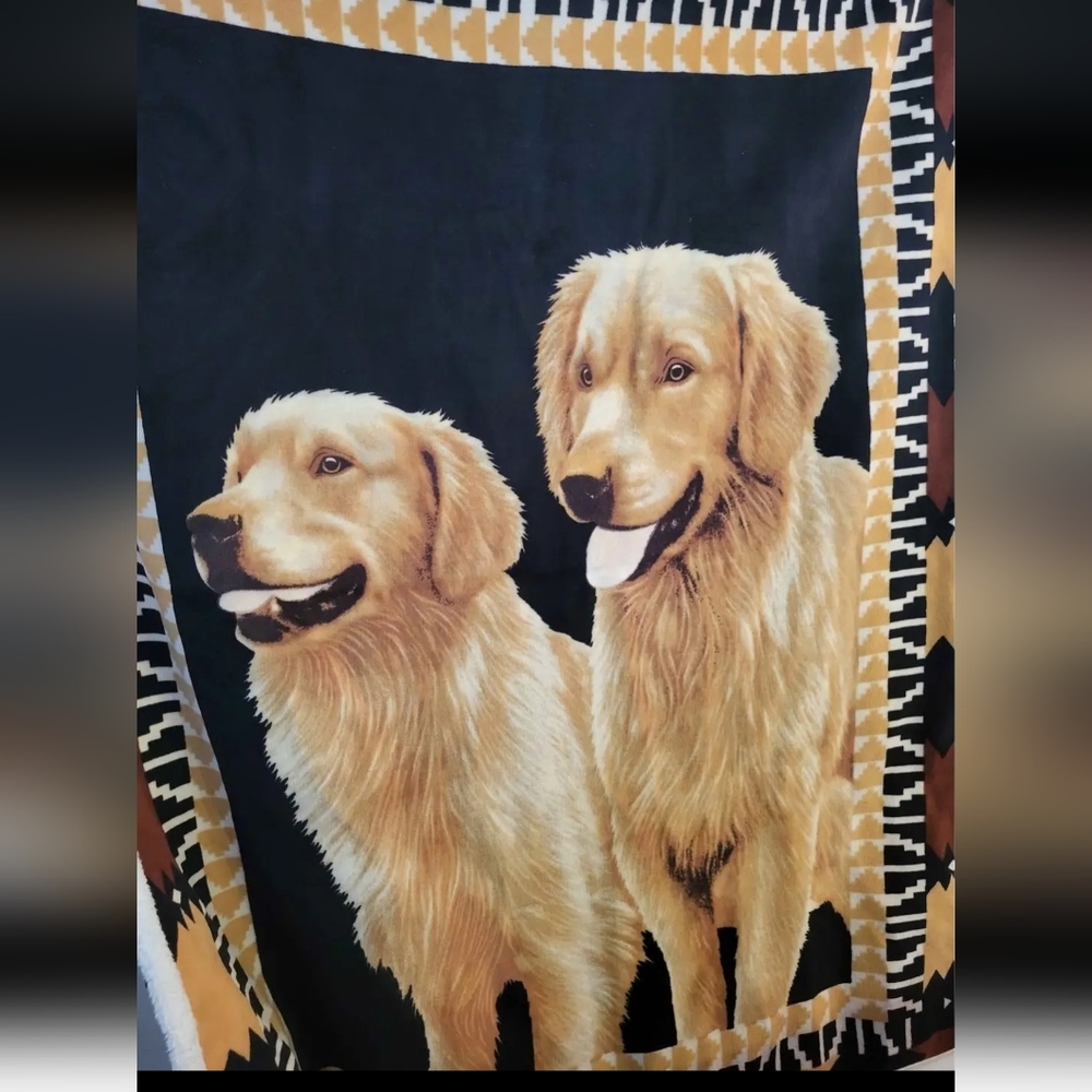 Cute dog design fleece blanket for people 49 x 63 inches approx very soft great